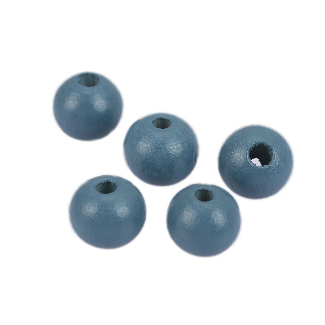 100 Steel Grey Round Wood Beads Bulk 16mm with Hole