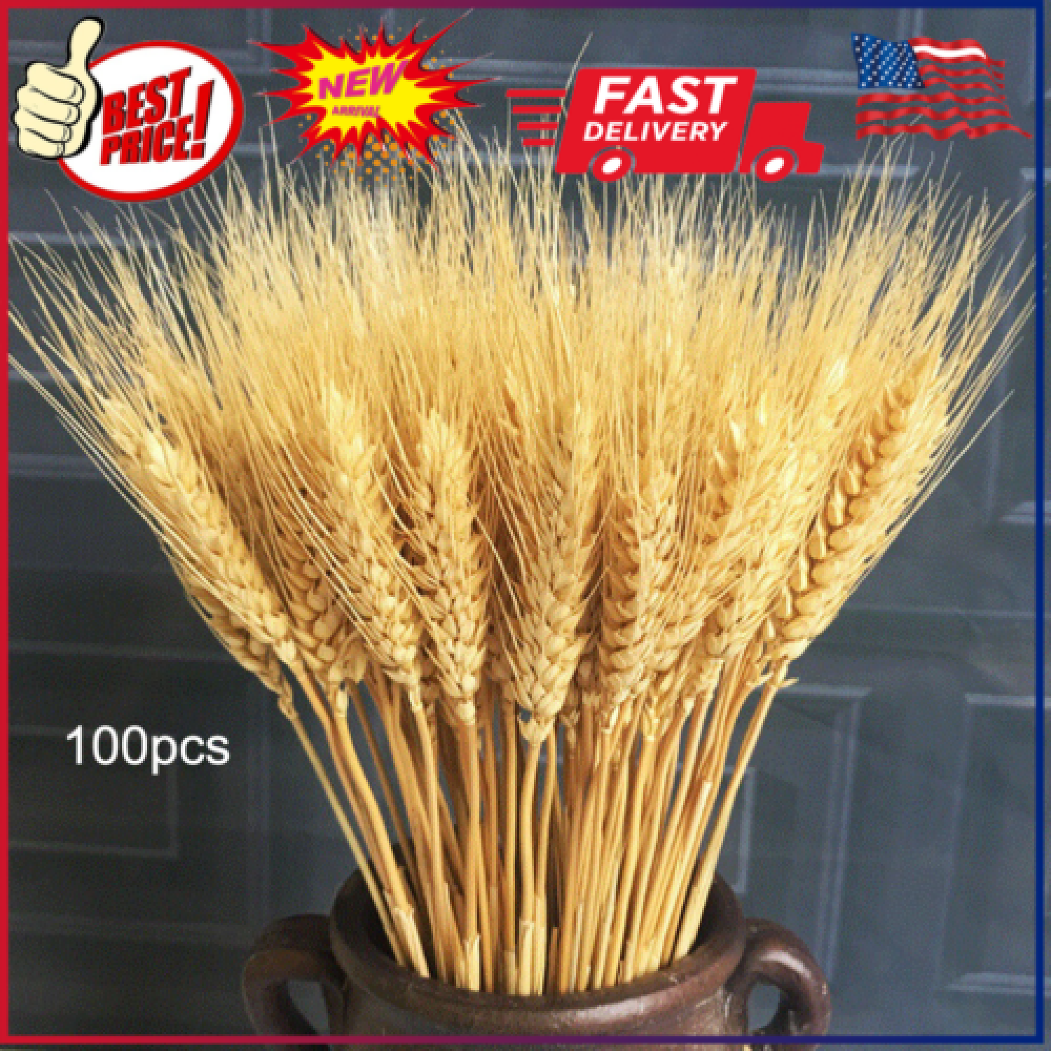 100 Stems Dried Wheat Stalks, Natural Dried Wheat Sheaves, Natural