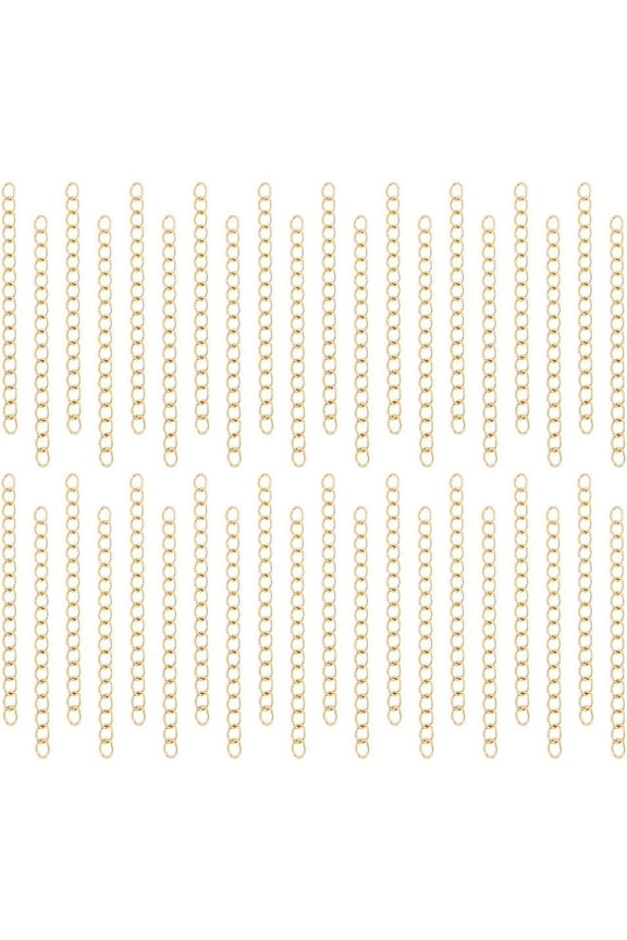 100 Strands 47mm Golden Chain Extenders 304 Stainless Steel Necklace Bracelet Anklet Extender Chain Set Metal Chains Accessories for Necklace Jewelry Making Supplies Gold DIY
