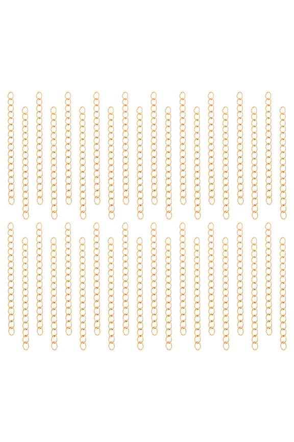 100 Strands 47mm Golden Chain Extenders 304 Stainless Steel Necklace Bracelet Anklet Extender Chain set Metal Chains Accessories for Necklace Jewelry Making Supplies