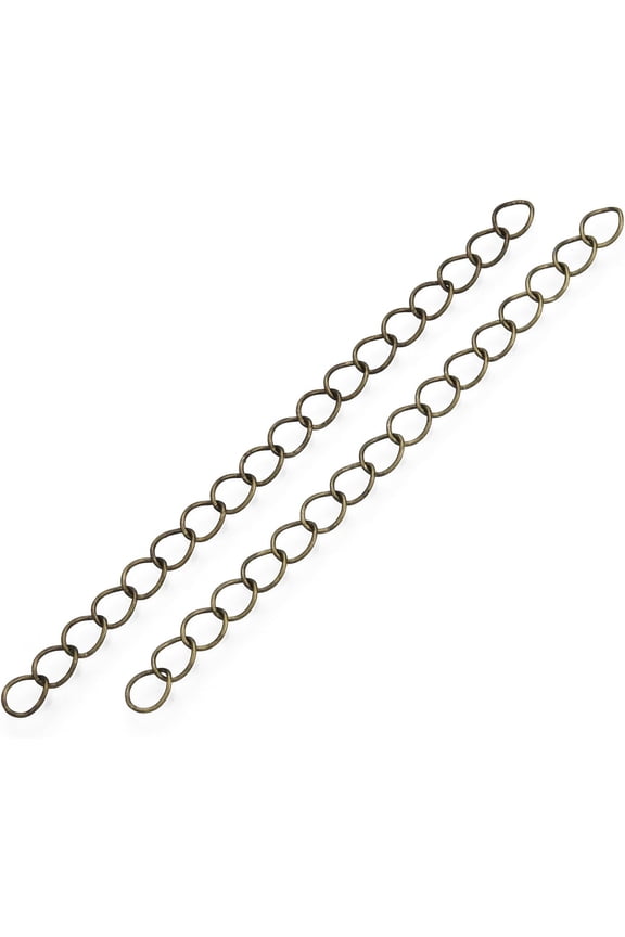 100 Strands Extender Chains Iron Curb Chains Removable Chain Extension Antique Bronze Tails Chain DIY Jewelry Making for Necklace Bracelet Anklet Key Chain Bronze