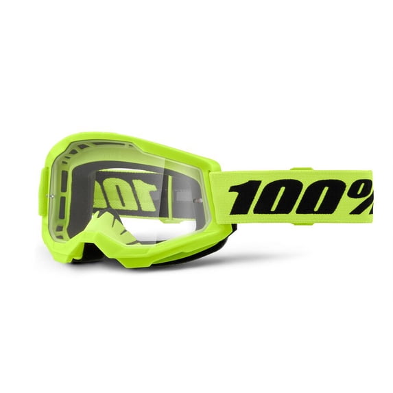 100% Strata 2 Goggles (One Size Fits Most, Neon Yellow / Clear Lens)