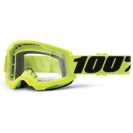 100% Strata 2 Goggles (One Size Fits Most, Neon Yellow / Clear Lens)