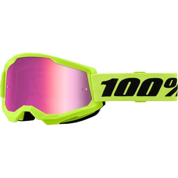 100% Strata 2 Junior Goggles (OSFM, Neon Yellow / Mirror Pink Lens)