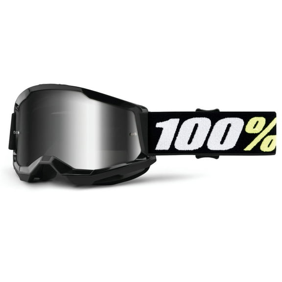 100 % Strata 2 Junior Goggles (One Size Fits Most, Black / Mirror Silver Lens)