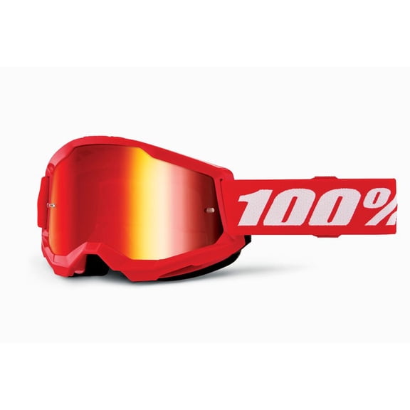 100 % Strata 2 Junior Goggles (One Size Fits Most, Red / Mirror Red Lens)
