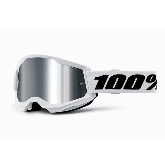 100 % Strata 2 Junior Goggles (One Size Fits Most, White / Mirror Silver Lens)