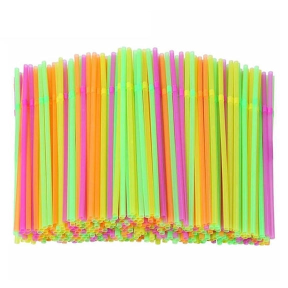 100 Straws Bendy Colourful Flexible PP Birthday Wedding Summer Party Drink