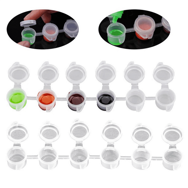 100 Strips Empty Paint Pots Strips Mini Clear Storage Containers