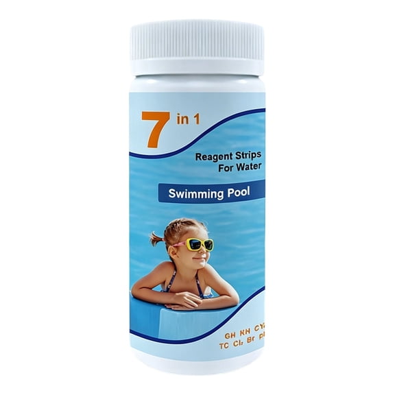100 Strips Pool T-est-Strips 7IN 1, Swimming Pool Spa Water-Tester for Total /Free ///Cyan Total Alkalinity and Value Pool Tester, Alkalinity and P-H Value, Pool Ph T-ester