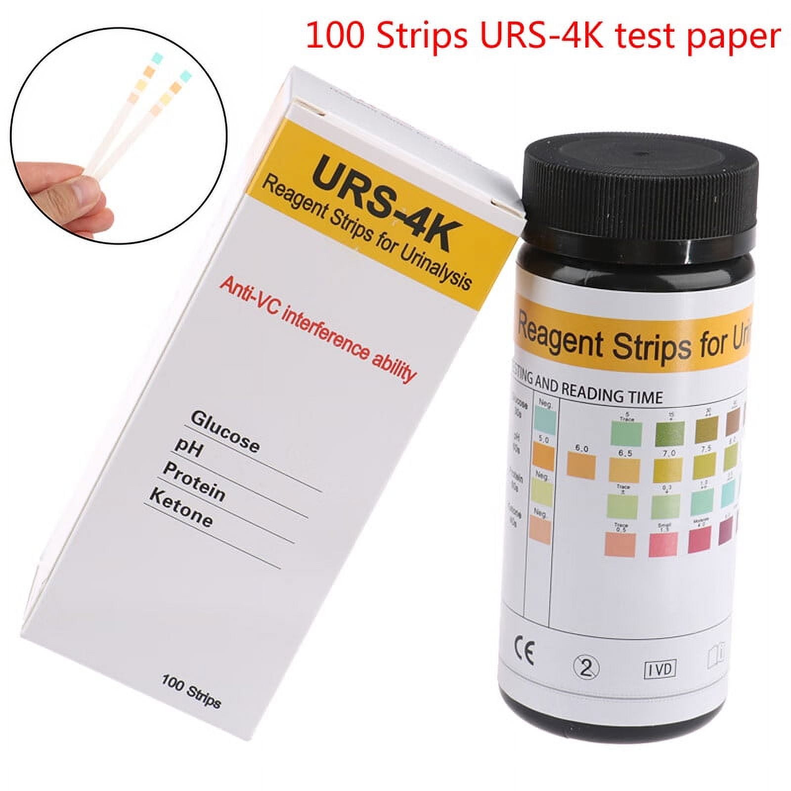 100 Strips URS4K Glucose pH Protein Ketone Urine Test Paper Strips