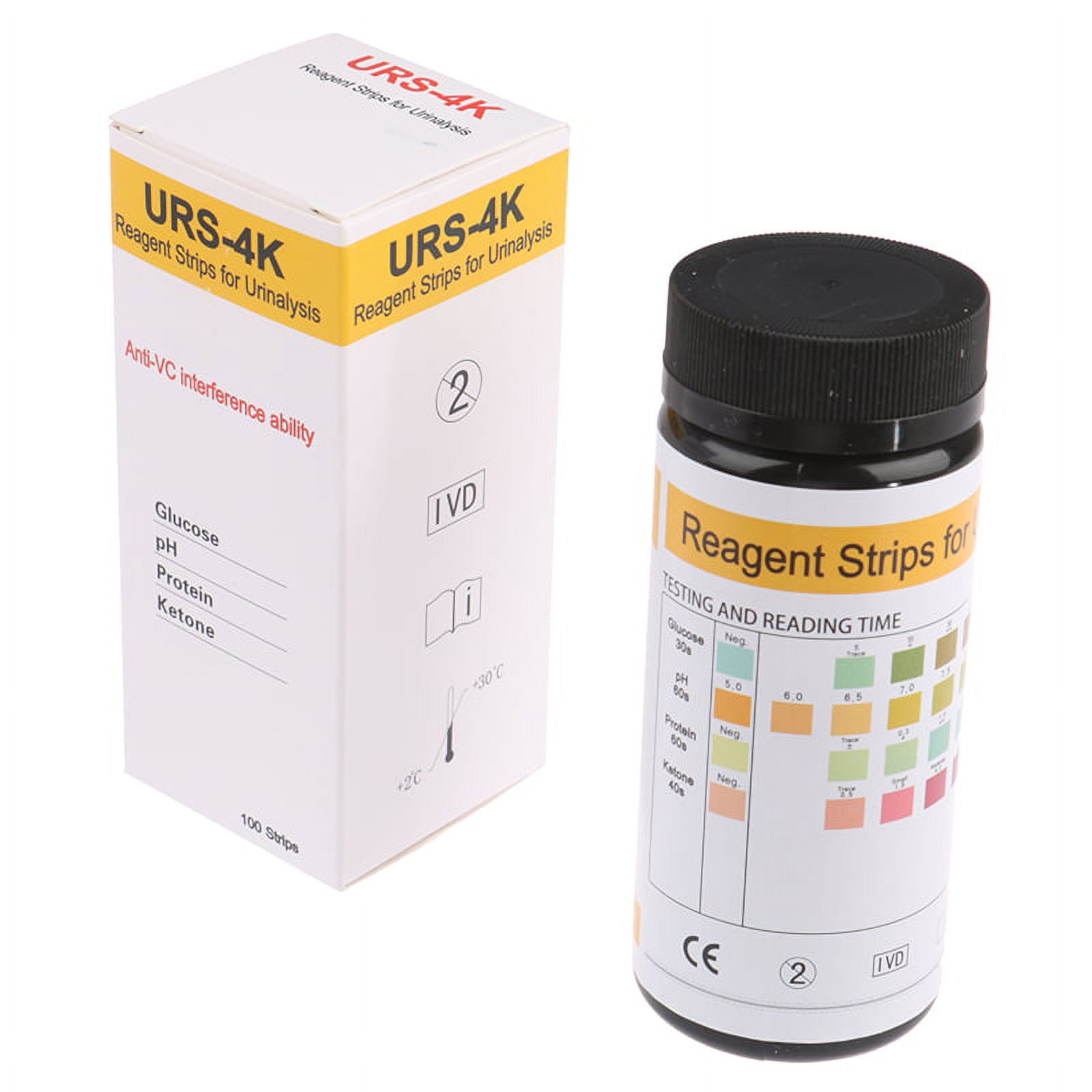 100 Strips URS4K Glucose pH Protein Ketone Urine Test Paper Strips