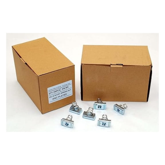 (100) Strut Channel Nuts 3/8-16 Short Spring Zinc Plated Unistrut Nut