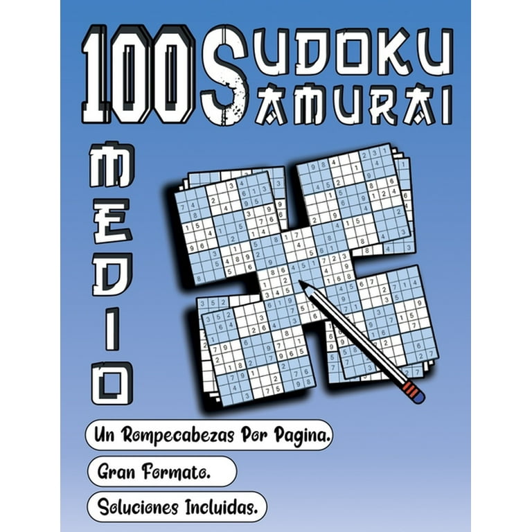 100 Sudoku Samurai Medio / Un Rompecabezas Por Pagina/ Gran