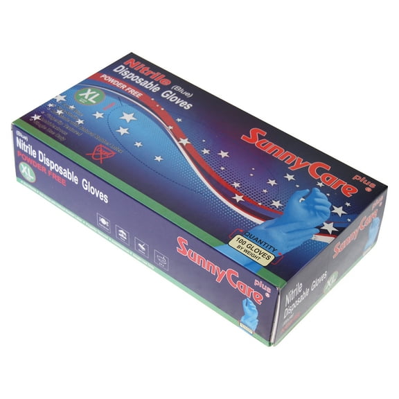 100 SunnyCare #8104 Nitrile Disposable Gloves Powder Free (No Vinyl Latex) X-Large