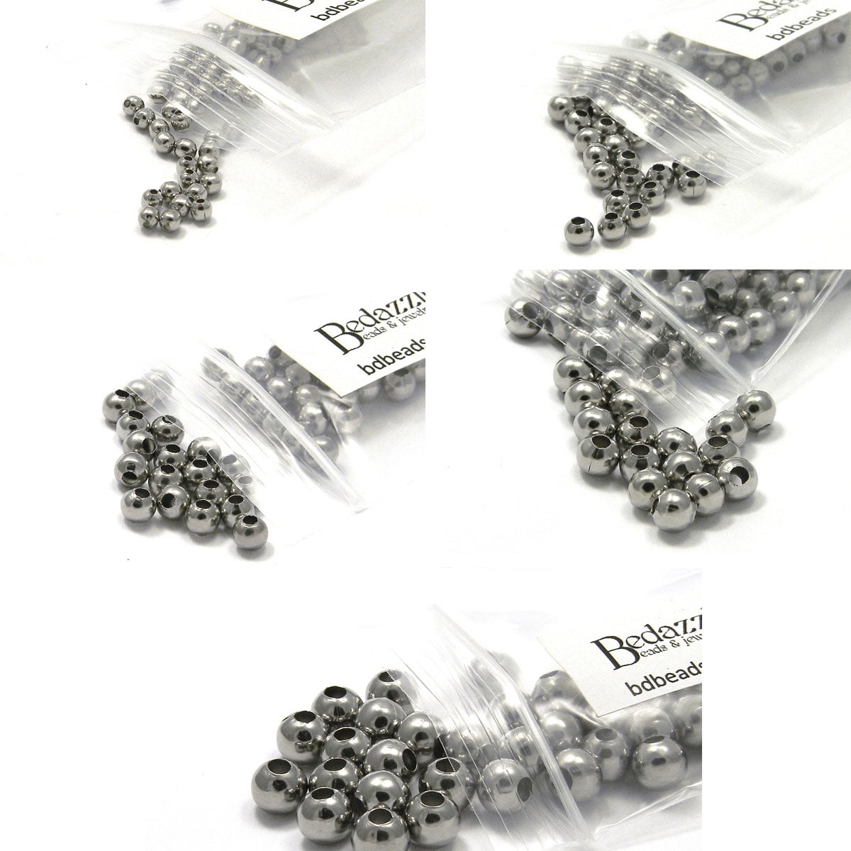 100 Surgical 304 Stainless Steel Smooth Silver Round Spacer Ball Loose Jewelry & Craft Beads (8mm)