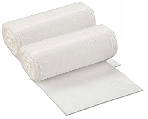 100 TRASH CAN LINERS, TRASH BAGS 16 GALLON, ALSO FITS AS 15 14 13 OR 12 GALLON, TALL, WHITE MEDIUM TRASH BAGS, RATED AS 20 LB GARBAGE BAGS BY JANITORIAL SUPPLIES STANDARD LIFT STRENGTH, 2 ROLLS OF 50