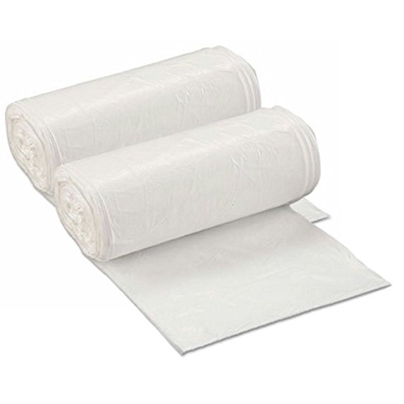 100 TRASH CAN LINERS, TRASH BAGS 16 GALLON, ALSO FITS AS 15 14 13 OR 12 GALLON, TALL, WHITE MEDIUM TRASH BAGS, RATED AS 20 LB GARBAGE BAGS BY JANITORIAL SUPPLIES STANDARD LIFT STRENGTH, 2 ROLLS OF 50