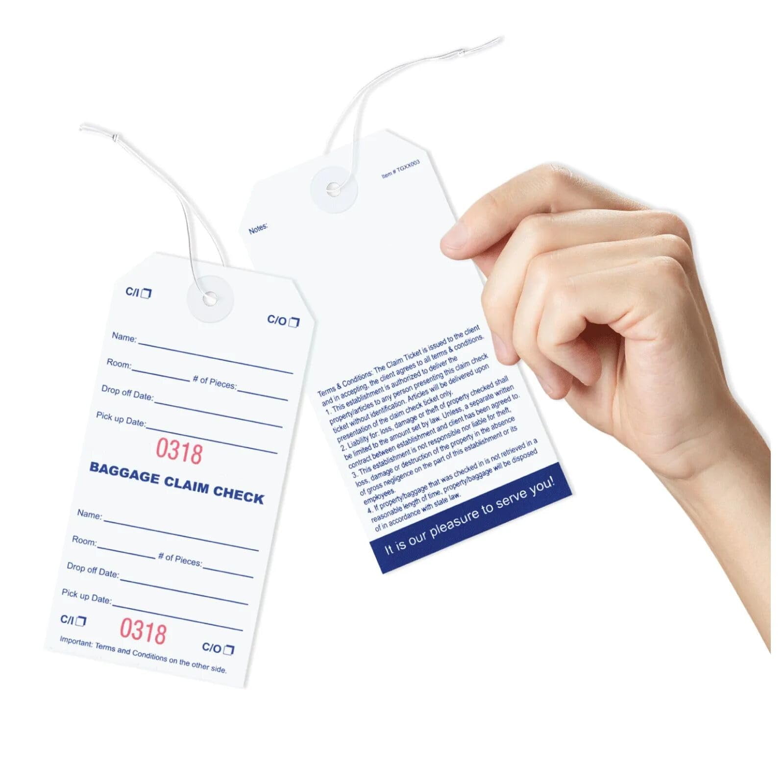 100 Tags. Check-in Luggage Claim Tag-in English with Red Numbering and ...