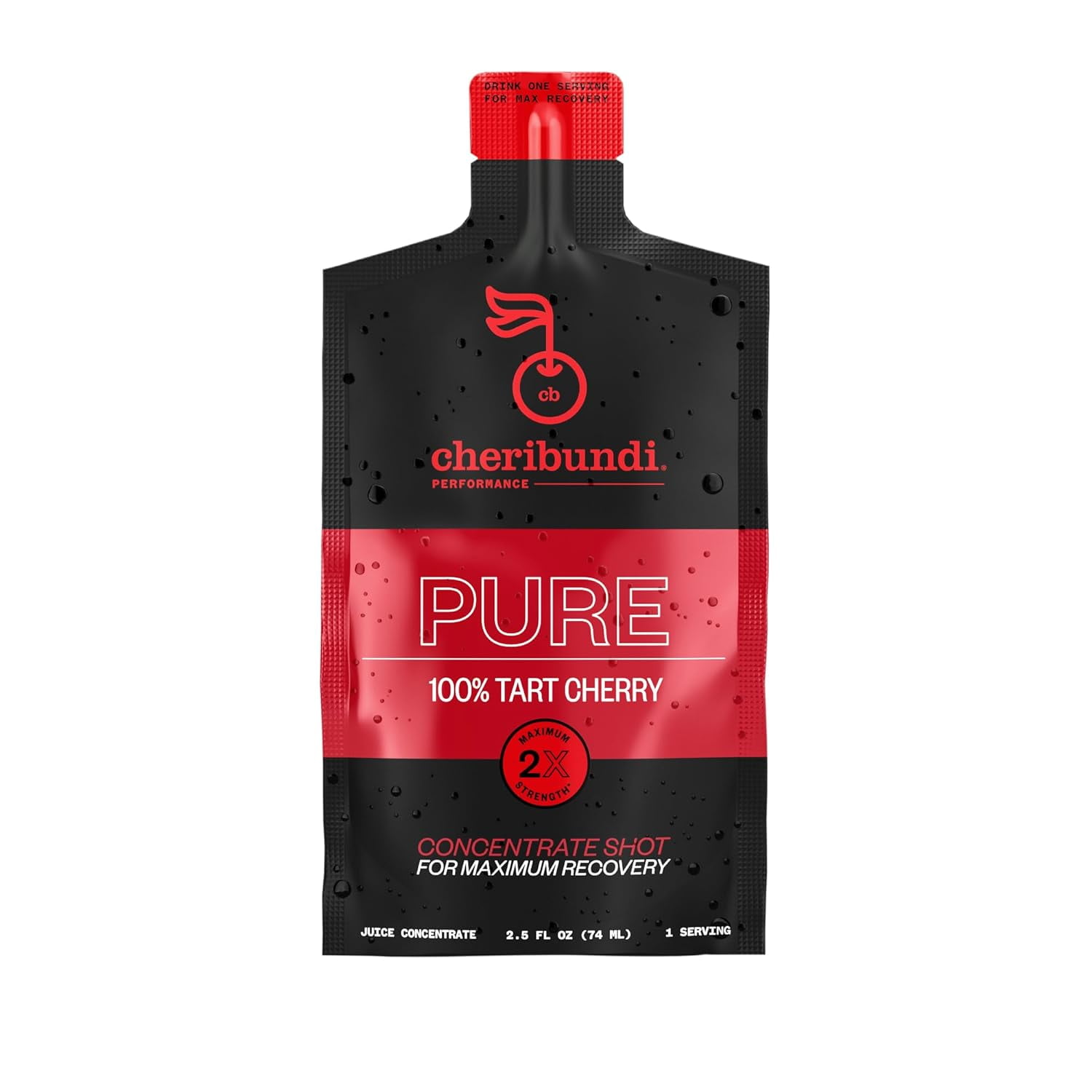100 Tart Cherry Juice Pure Performance Concentrate Grab and Go 2.5oz Pouch for Maximum Recovery