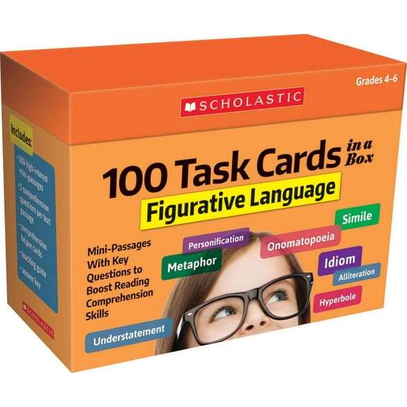 100 Task Cards in a Box: Figurative Language, (Paperback)