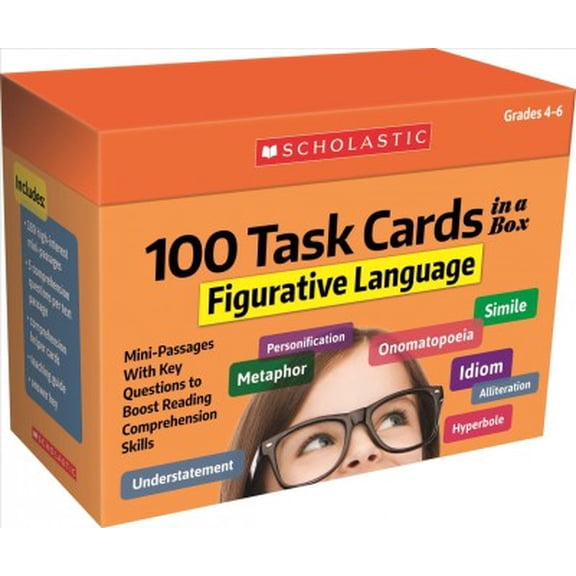 Pre-Owned 100 Task Cards in a Box: Figurative Language: Mini-Passages with Key Questions to Boost Reading Comprehension Skills (Other)