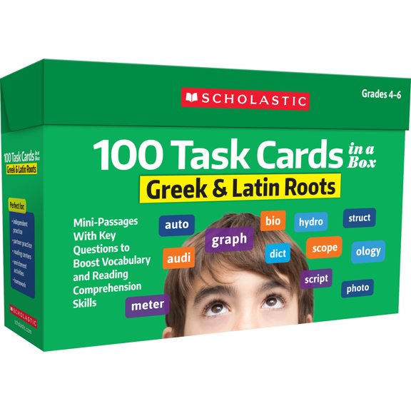 100 Task Cards in a Box: Greek & Latin Roots, (Paperback)
