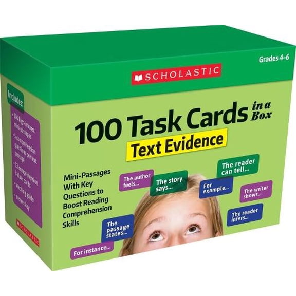 100 Task Cards in a Box: Text Evidence: Mini-Passages with Key Questions to Boost Reading Comprehension Skills (Other)
