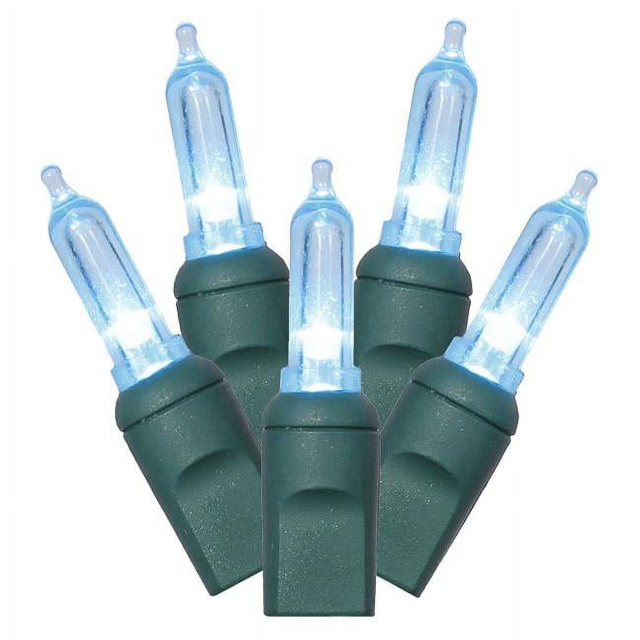 Teal LED Outdoor Christmas Tree Lights with Green Wire, 34ft