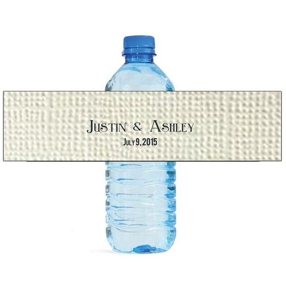 100 Textured White background Wedding Anniversary Engagement Party Water Bottle Labels 8"x2"