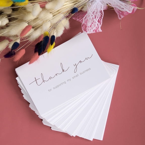 100 Thank You For Supporting My Small Business Cards, Elegant and Professional Design, 4" x 6", Recommended for Retailers, Small Business Owners and Local Stores