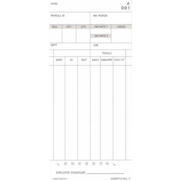 (100) Time Cards for Nile 4500PP and Pyramid 3800, Compatible by COMPUMATIC
