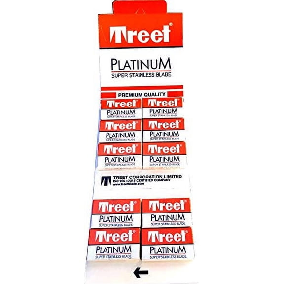 100 Treet Platinum Super Stainless Double Edge Safety Razor Shaving Blades