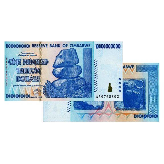 100 Trillion Zimbabwe Banknotes 2008 AA Series Uncirculated - Collectible Currency Note with COA