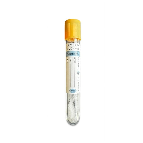 100 Tubes, Vacuum urine tube, Yellow cap,Boric Acid,16*100mm