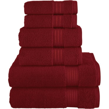 100% Turkish Cotton 6 Pcs Bath Towel Set, Luxury Bath Towels for Bathroom, Soft & Absorbent Bathroom Towels Set (2 Bath Towels, 2 Hand Towels, 2 Washcloths), Burgundy