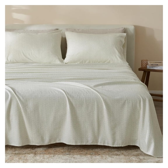 100% Turkish Cotton Flannel Sheets Set | Grey Farmhouse, Soft Flannel Sheets | Warm, Double Brushed Bed Sheets (, Geometric - Grey)