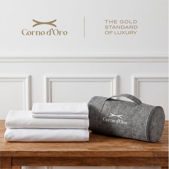 Corno d'Oro - 100% Turkish Cotton Soft Luxury Bed Sheet and Pillowcase Set for Sensitive Skins and Hot Sleepers - Queen - OEKO-TEX Certified