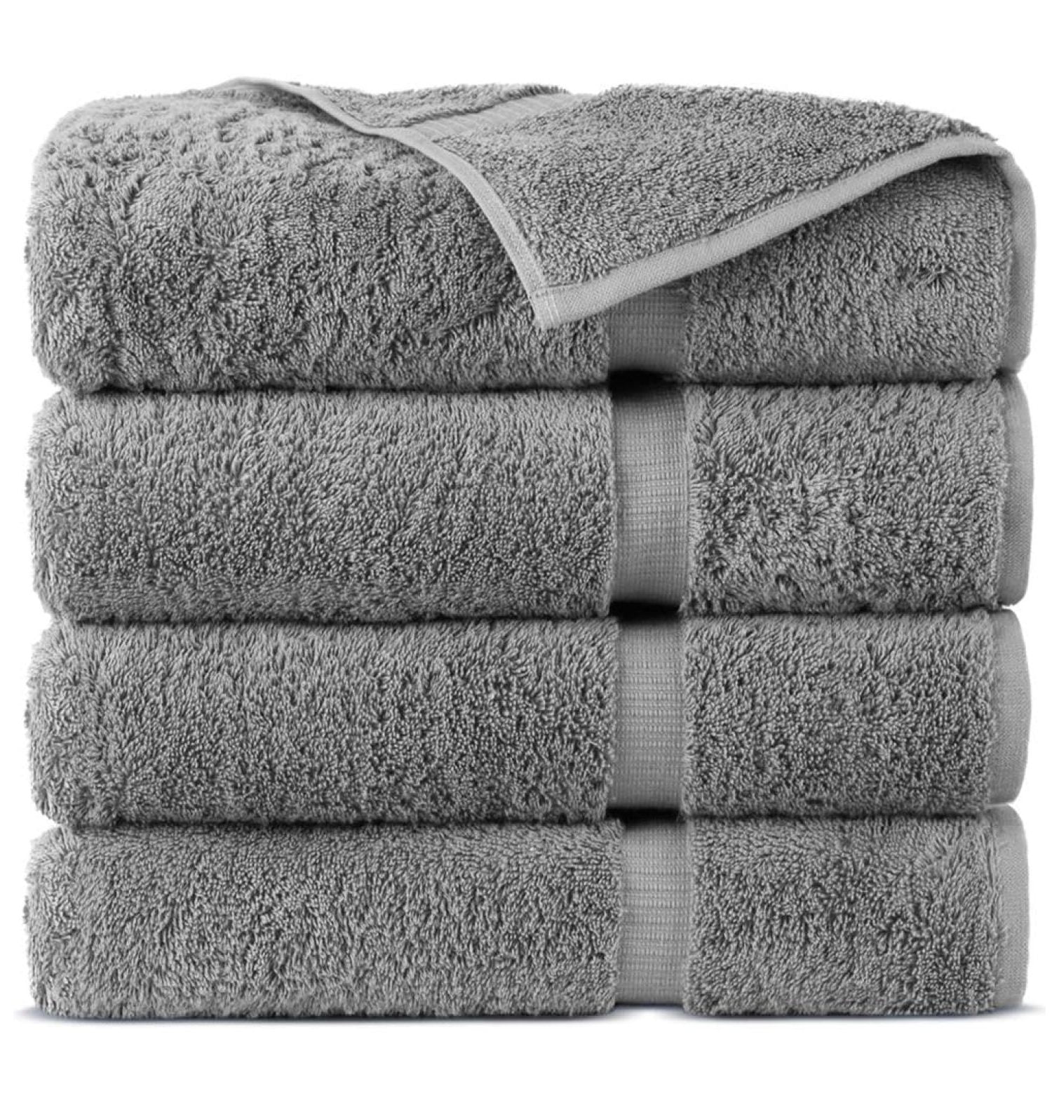 Gray Turkish Cotton Bath Towels Set of 4