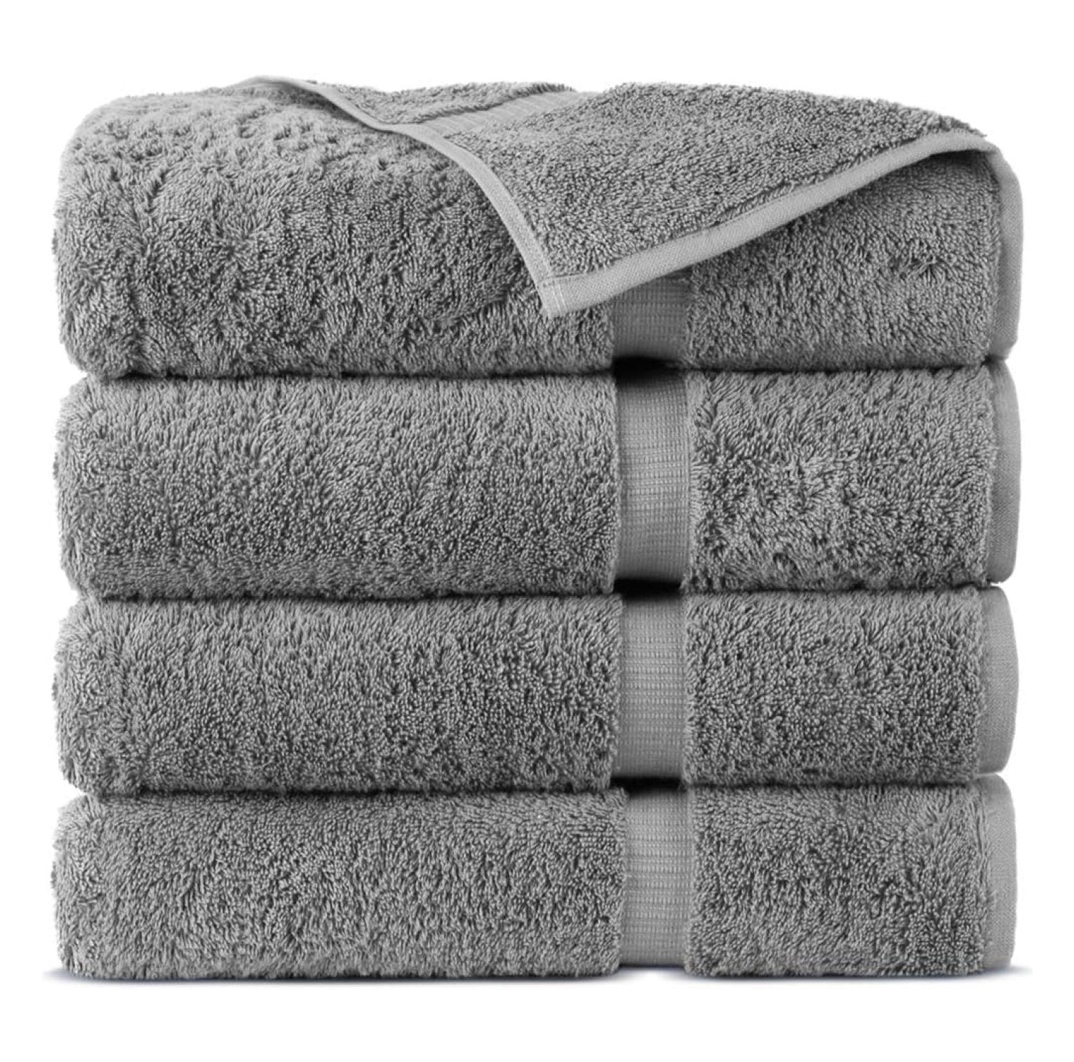 Gray Turkish Cotton Bath Towels Set of 4