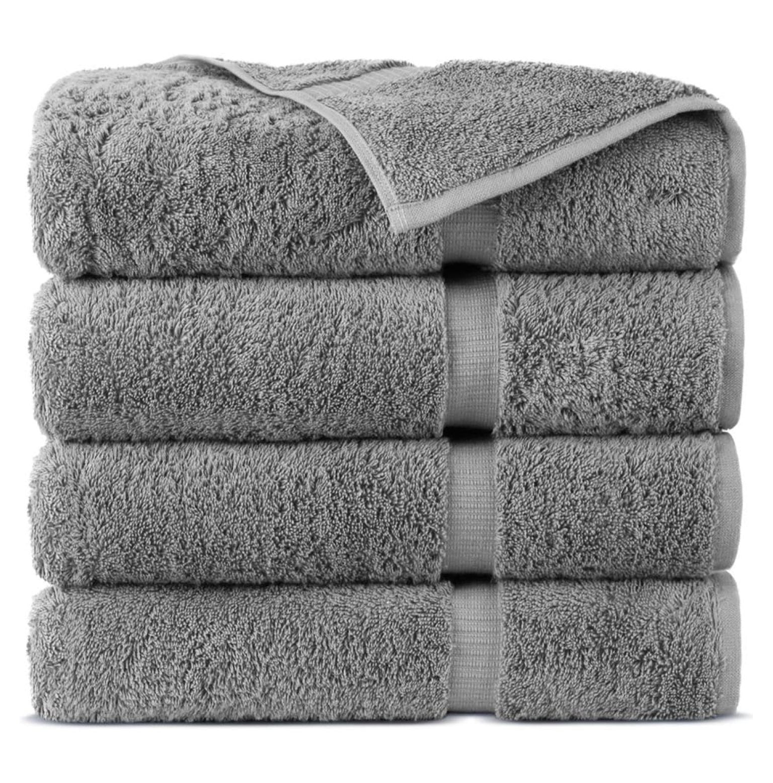 Gray Turkish Cotton Bath Towels Set of 4