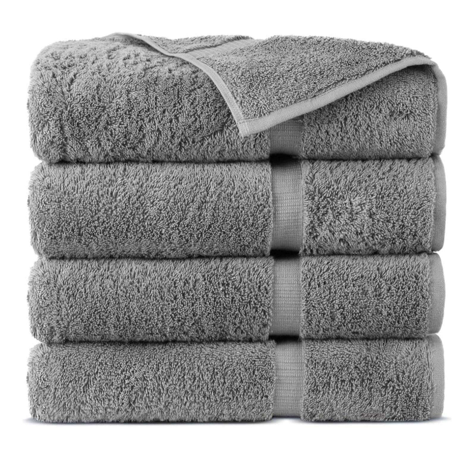 Gray Turkish Cotton Bath Towels Set of 4