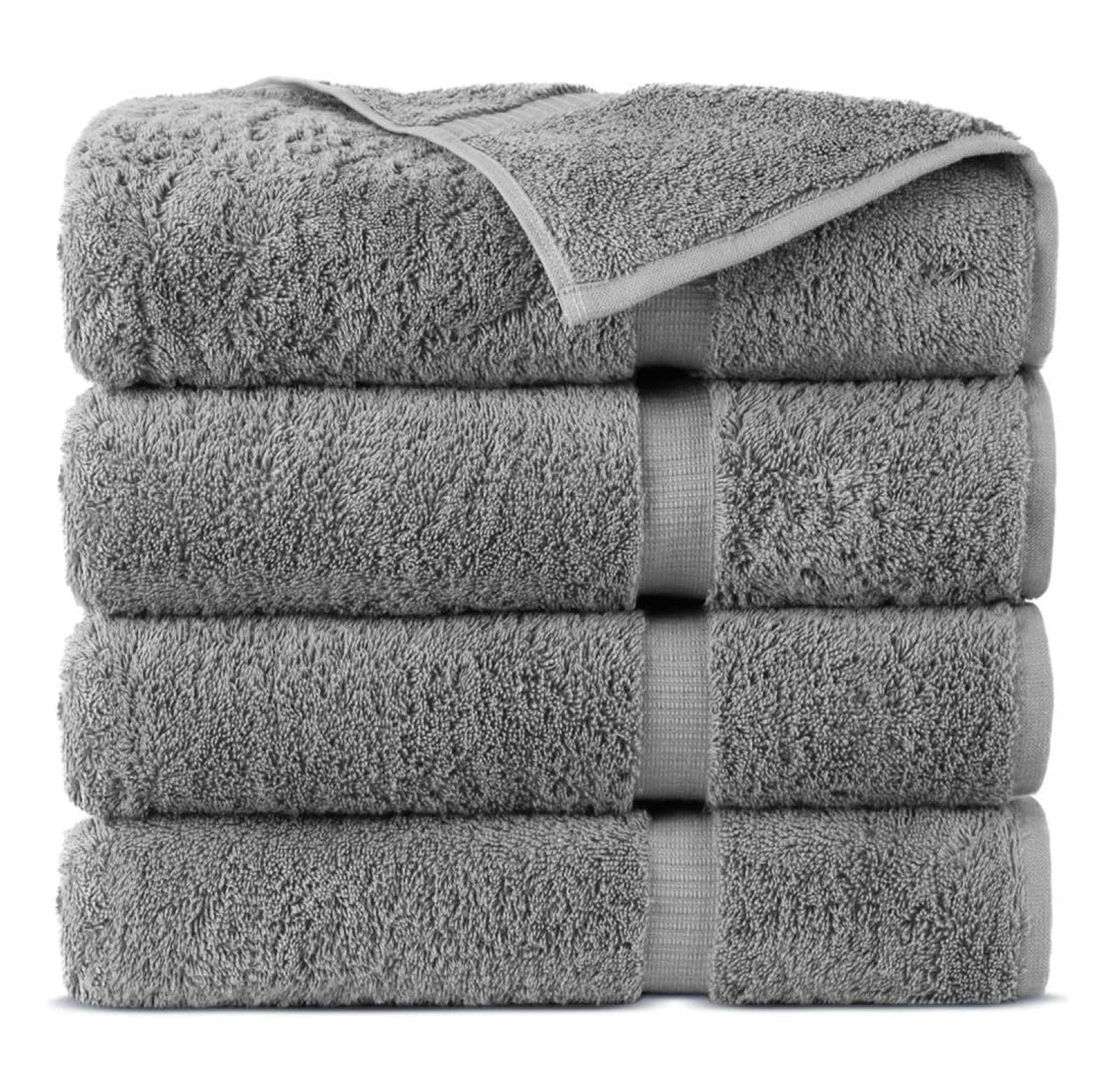 Gray Turkish Cotton Bath Towels Set of 4