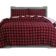 thumbnail image 1 of 100% Turkish Soft Cotton Flannel Sheet Set - 4-Piece - Deep Pocket Fitted Sheet, Flannel Sheets - Full, Buffalo Check Burgundy, 1 of 5