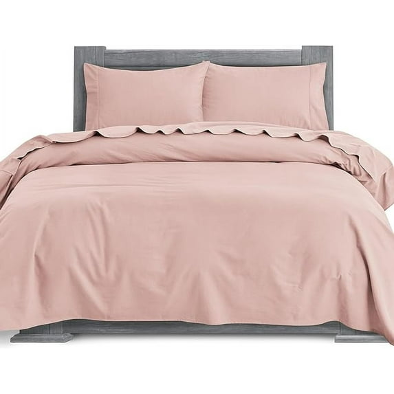 100% Turkish Soft Cotton Flannel Sheet Set - 4-Piece - Deep Pocket Fitted Sheet, Flannel Sheets - Twin, Dusty Rose