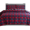 thumbnail image 1 of 100% Turkish Soft Cotton Flannel Sheet Set - 4-Piece - Deep Pocket Fitted Sheet, Flannel Sheets - Twin, Plaid-Red/Navy, 1 of 5