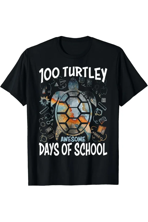 100 Turtley Awesome Days Cool Turtle 100th Day of School Unisex T-Shirt, up to size 5XL