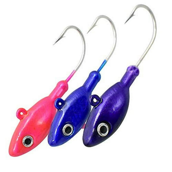 100% USA Made Bucktail Jig Heads, Swimbait Jig Heads Multi-Size 3 Pack 1.5,2,2.5oz
