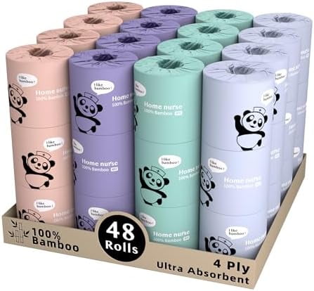 100% Unbleached Bamboo Toilet Paper 4 ply 48 Rolls Organic Natural 100% Unbleached Bamboo Toilet Paper 4 ply 48 Rolls Organic Natural