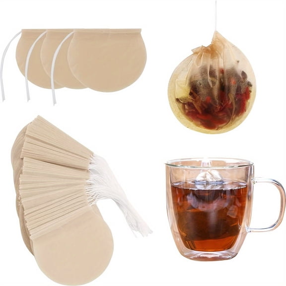 100 Unbleached Tea Strainer Bags - Kitchen Gadget for Loose Tea, Coffee, Bath Spice and Soup Infusions